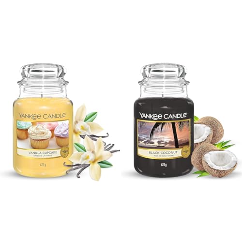 Yankee Candle Duftkerze im Glas (groß) – Black Coconut – Kerze mit langer Brenndauer bis zu 150 Stunden & Duftkerze im großen Jar, Vanilla Cupcake, Brenndauer bis zu 150 Stunden von Yankee Candle