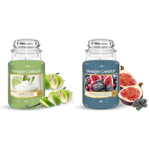 Yankee Candle Duftkerze im Glas (groß) – Mulberry & Fig Delight – Kerze mit langer Brenndauer bis zu 150 Stunden & Duftkerze im Glas| Vanilla Lime | Brenndauer bis zu 150 Stunden| Große Kerze im Glas von Yankee Candle