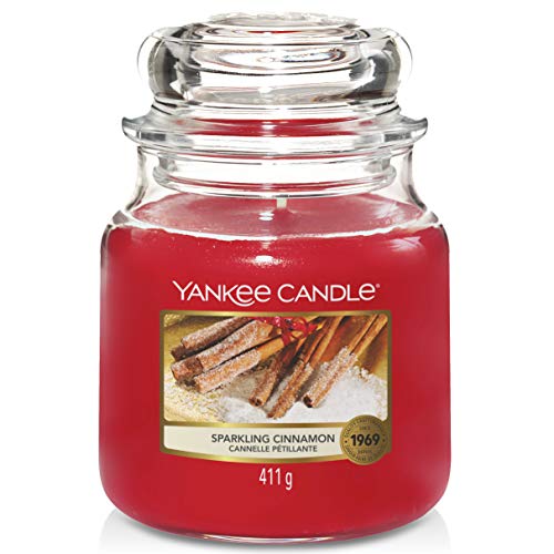 Yankee Candle Duftkerze im Glas (mittelgroß) | Sparkling Cinnamon | Brenndauer bis zu 75 Stunden von Yankee Candle
