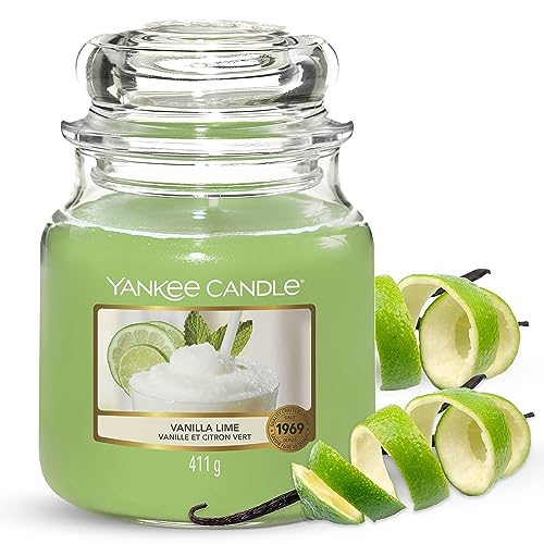 Yankee Candle Duftkerze im Glas (mittelgroß) | Vanilla Lime | Brenndauer bis zu 75 Stunden von Yankee Candle
