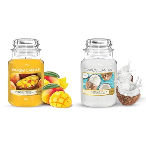 Yankee Candle Duftkerze im Glas| Mango Peach Salsa | Brenndauer bis zu 150 Stunden|Große Kerze im Glas & Duftkerze im Glas (Große Kerze im Glas) | Coconut Splash | Brenndauer bis zu 150 Stunden von Yankee Candle