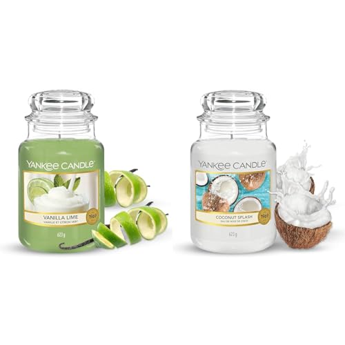 Yankee Candle Duftkerze im Glas| Vanilla Lime | Brenndauer bis zu 150 Stunden| Große Kerze im Glas & Duftkerze im Glas (Große Kerze im Glas) | Coconut Splash | Brenndauer bis zu 150 Stunden von Yankee Candle