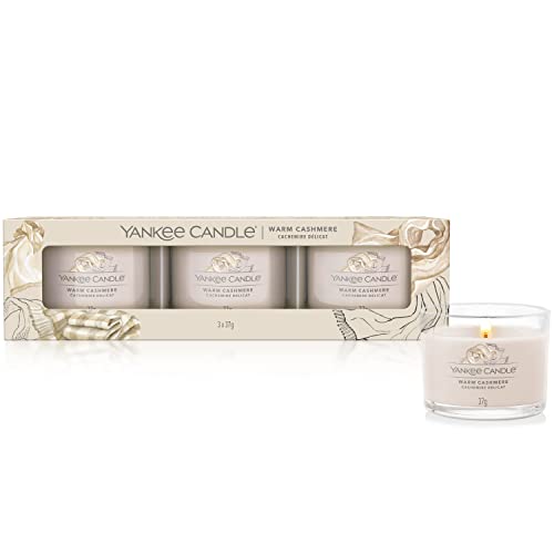 Yankee Candle Duftkerzen-Geschenkset | Votivkerzen mit warmem Kaschmir | Soja-Wachs-Mix | 3 Teile, Warm Cashmere | Kleine Kerze im Glas von Yankee Candle