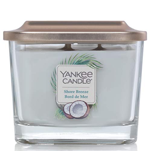 Yankee Candle Elevation Kollektion mit Plattformdeckel Mittlere 3-Docht-Quadratkerze, Shore Breeze, Mittelgroße von Yankee Candle