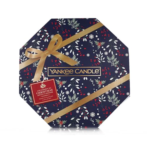 Yankee Candle Kranz-Adventskalender | Weihnachtsduftkerzen Geschenkset | 24 Teelichter & 1 Glas-Kerzenhalter | Countdown zur Weihnachtskollektion, Adventskranz, Mehrfarbig, Einheitsgröße, One size von Yankee Candle