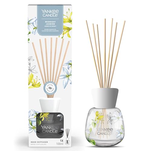 Yankee Candle Signature Diffusor mit Rattanstäbchen | Midnight Jasmine | 100ml | bis zu 10 Wochen Duft | Recycelbare Verpackung | Perfekte Geschenke für Frauen von YANKEE CANDLE