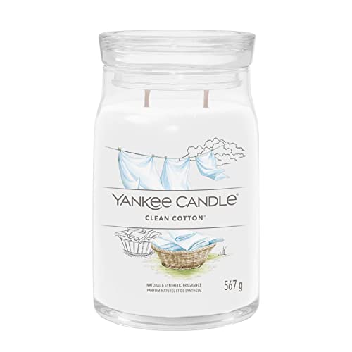 Yankee Candle Signature Duftkerze ; große Kerze mit langer Brenndauer „Clean Cotton“ ; Soja-Wachs-Mix von Yankee Candle