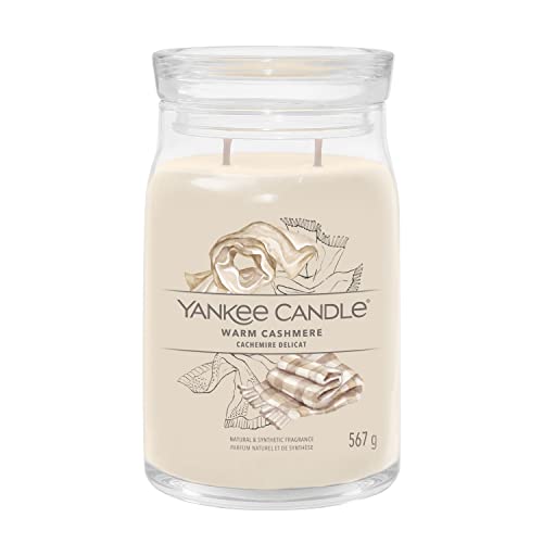Yankee Candle Signature Duftkerze ; große Kerze mit langer Brenndauer „Warm Cashmere“ ; Soja-Wachs-Mix von Yankee Candle
