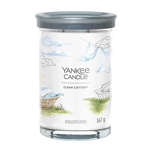 Yankee Candle Signature Duftkerze ; große Tumbler-Kerze mit langer Brenndauer „Clean Cotton“ ; Soja-Wachs-Mix ; Perfekte Geschenke für Frauen von Yankee Candle