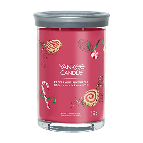 Yankee Candle Signature Duftkerze ; große Tumbler-Kerze mit langer Brenndauer „Peppermint Pinwheels ; Soja-Wachs-Mix ; Perfekte Geschenke für Frauen von Yankee Candle