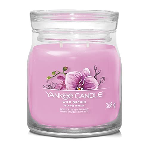 Yankee Candle Signature Duftkerze | Wilde Orchidee Medium Glas Kerze mit Doppeldochten | Sojawachs Mischung Lange Brennende Kerze | Perfektes Geschenk für Frauen von Yankee Candle
