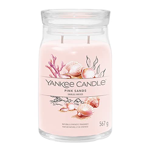 Yankee Candle Signature Duftkerze | große Kerze im Glas mit Duft „Pink Sands“ und zwei Dochten | Soja-Wachs-Mix von Yankee Candle