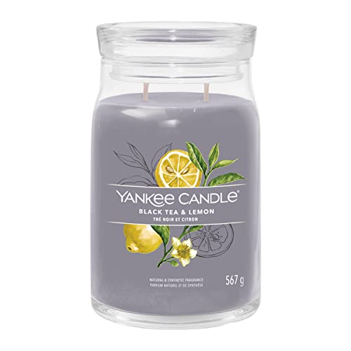 Yankee Candle Signature Duftkerze | große Kerze mit langer Brenndauer „Black Tea & Lemon“ | Soja-Wachs-Mix | Perfekte Geschenke für Frauen von Yankee Candle