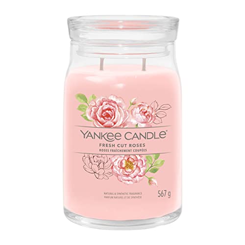 Yankee Candle Signature Duftkerze | große Kerze mit langer Brenndauer „Fresh Cut Roses“ | Soja-Wachs-Mix | Perfekte Geschenke für Frauen von Yankee Candle