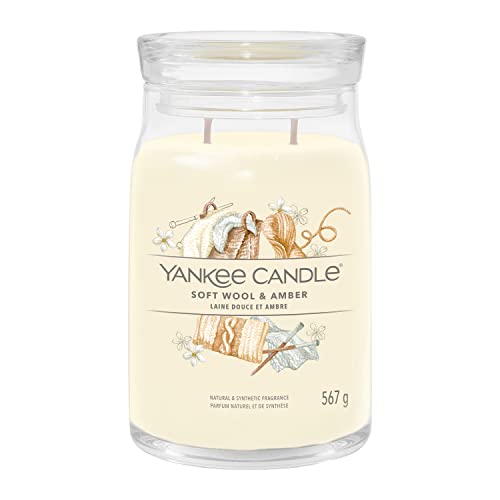 Yankee Candle Signature Duftkerze | große Kerze mit langer Brenndauer „Soft Wool & Amber“ | Soja-Wachs-Mix | Perfekte Geschenke für Frauen von Yankee Candle