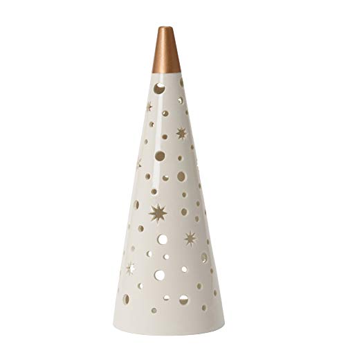 Yankee Candle The Perfect Christmas Kerzenhalter, Keramik, weiß/Gold, L von Yankee Candle