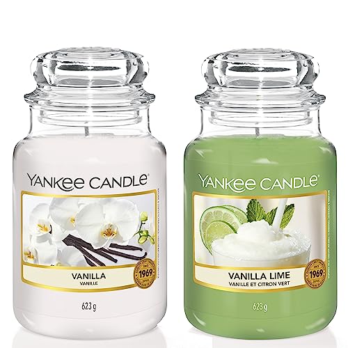 Yankee Candle große Duftkerze im Glas, Vanilla, Brenndauer bis zu 150 Stunden & Duftkerze im Glas| Vanilla Lime | Brenndauer bis zu 150 Stunden| Große Kerze im Glas von Yankee Candle
