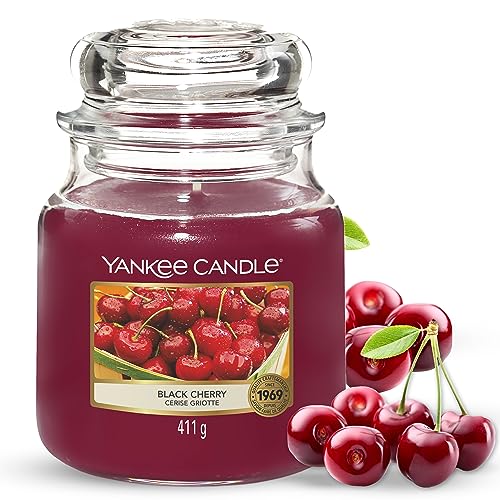 Yankee Candle Duftkerze im Glas (mittelgroß) | Black Cherry | Brenndauer bis zu 75 Stunden von Yankee Candle