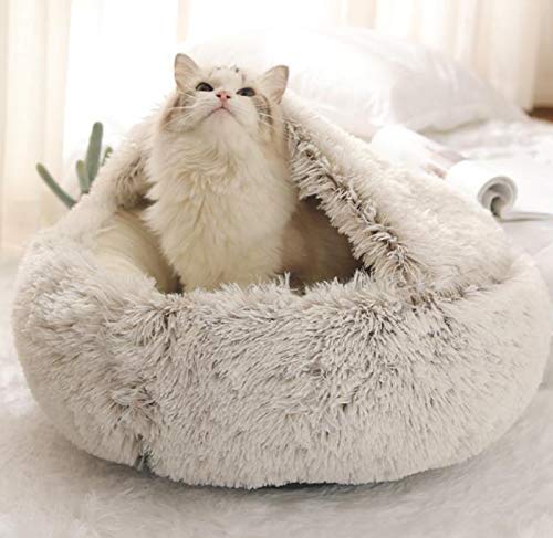 Haustier-Zelt Höhle Bett für Katzen Welpen, flauschig warmes Katzen-Schlafkissen, Indoor-Katzenbett, rutschfest, maschinenwaschbar, M-50 cm von Yanman