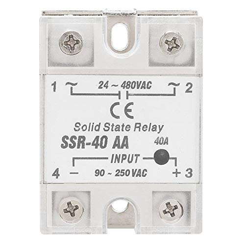 Halbleiterrelais, SSR-40AA 40A AC-AC-Eingang 90-250 V AC-Ausgang 24-480 V AC Halbleiterrelais-Modul LED Kunststoff-Metallrelais von Yanmis