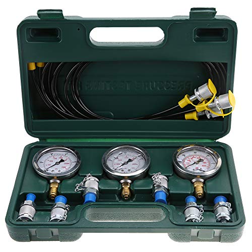Hydraulik-Testkit, Manometer + Testschlauch + Testkupplung Hydraulik-Drucktestkit Mehrzweck-Drucktestkit für Flüssigkeiten von Yanmis