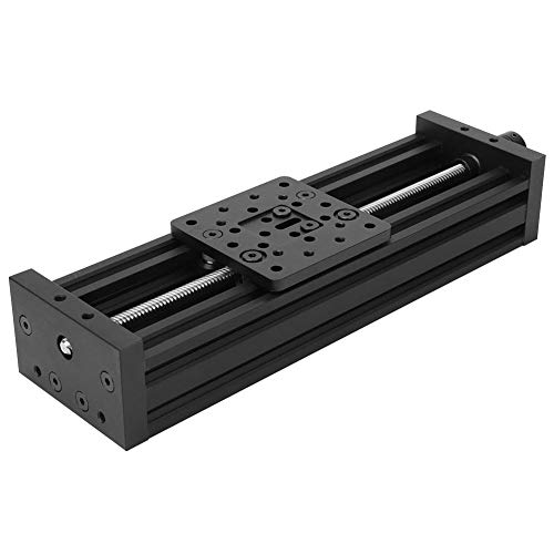 Linearer Schiebetisch, Verfahrlänge 250-500 mm Schraubenschiebetisch Bühnenantrieb für 3D-Druckergravurmaschinen usw. Automatisierte Produktionslinien(300mm-Schwarz) von Yanmis