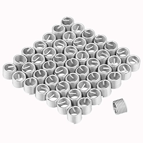 M8 Gewindeeinsätze, 50 Stück M8 x 1,25 x 1.5D Länge Edelstahl SS304 Gewindeeinsätze Gewindereparaturwerkzeuge Spiraldrahteinsatz Helical Insert Sortiment Kit von Yanmis