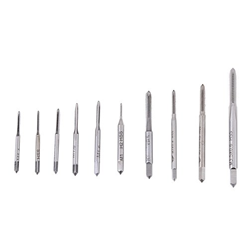 Maschinengewindebohrer, 10 Stück Mini Handgewindebohrer mit Metrischem Gewinde, Gewindebohrer M1, M1.2, M1.4, M1.6, M1.7, M1.8, M2, M2.5, M3, M3.5 von Yanmis