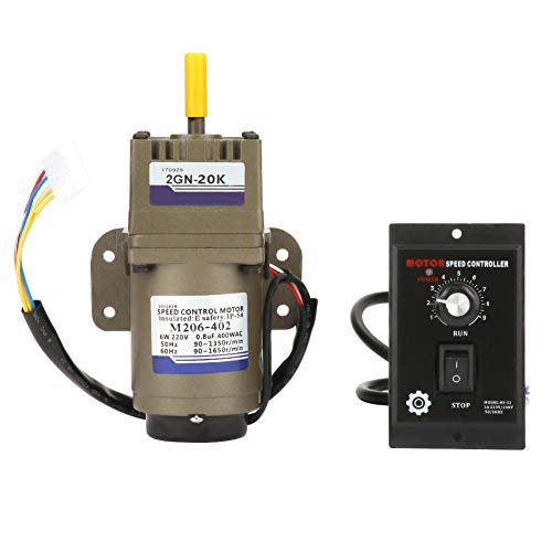 Wechselstrom-Getriebemotor, 220 V 6 W-Asynchronmotor M206-402 Einphasen-4-poliger Verzögerungsmotor Drehzahl einstellbar von 90 bis 1650 U/min Drehzahl mit Regler(20K) von Yanmis