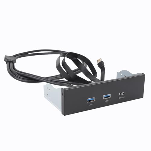 Yanmis 5,25 Zoll Frontplatte USB -Hub, 5gbit / S USB A Gen2x2, 10gbit / S 20gbit / S Typ C Hochgeschwindigkeit, Metall 19 -Pin -Frontplattenadapter, USB Typ C 3 Ports Hubs für PC von Yanmis