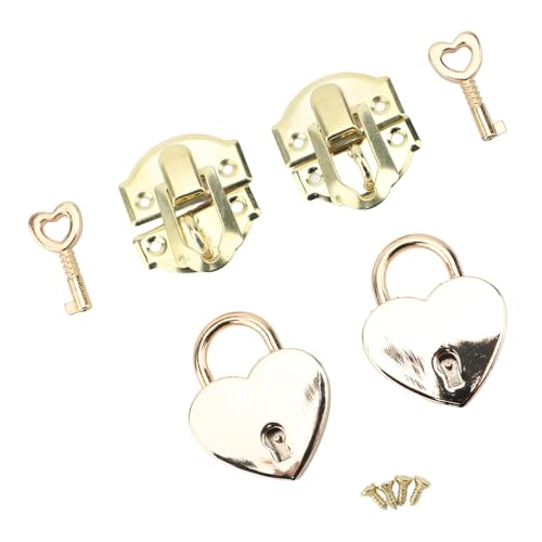 Yanmis Antike Hasp -Lack -Vorhängeschloss -Set, Vintage Herzförmige Schloss mit Wichtiger Mini Decorative Lock -Schnalle für Schmuckschachtel Holzhandwerkskabinett Schublade Reparatur (YELLOW) von Yanmis