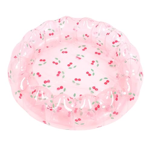 Yanmis Aufblasbarer Kinderpool für Kinder, 18,9 -Zoll -Innendurchmesser Kleiner Aufblasbarer Pool Tragbarer Faltbarer Spielgrube für Kinder Im Freien Im Freien Im Freien mit (Transparente Kirsche) von Yanmis