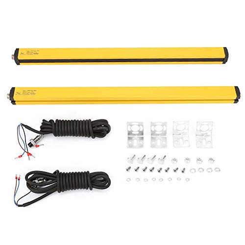 Yanmis DC24V Lichtgitter, 0-3 Mt Lichtvorhang Sensor Switch Kit Aluminiumlegierung Gelb Sicherheit Sicherheitsgerät(12 Strahlen BEM1240-30NB) von Yanmis