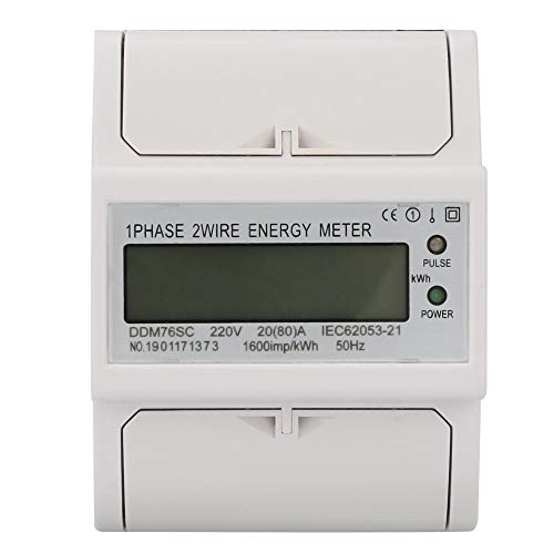 Yanmis Din Rail Wattmeter, einphasiges 4P LCD Din Rail Strom Stromzähler Leistungsverbrauch Wattmeter Energiezähler von Yanmis