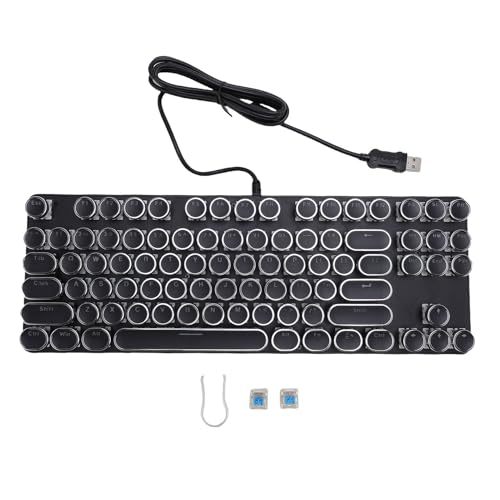 Yanmis Gaming -Tastatur, USB -verdrahtete Computer Mechanische Tastatur, Wassersicher 87 -Rundkappe, RGB -Backbeleuchtung und Blue Switch für PC -Plug -and -Play (Black) von Yanmis