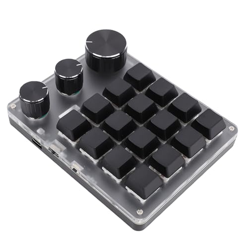 Yanmis Mechanische Tastatur, Bluetooth 2.4G Kabel 16 Tasten Tastatur LED -LED -Rückbeleuchtung mit 3 Knöpfen, 3 Modi Compact Customizable Keyboards für Laptop -PC -Desktop, Red Switch (Black) von Yanmis