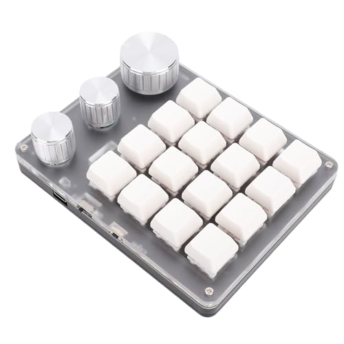 Yanmis Mechanische Tastatur, Bluetooth 2.4G Kabel 16 Tasten Tastatur LED -LED -Rückbeleuchtung mit 3 Knöpfen, 3 Modi Compact Customizable Keyboards für Laptop -PC -Desktop, Red Switch (White) von Yanmis