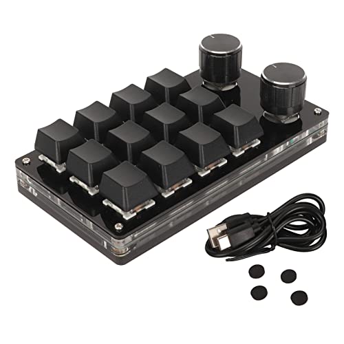 Yanmis Mechanische Tastatur mit einer Hand, -USB-Tastatur, 12 Tasten mit 2 Tasten, mechanische Tastatur, programmierbar, DIY, blauer Schalter (Milchweiß) von Yanmis
