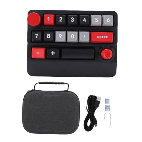 Yanmis Number -Pad, Mechanische Numerische Tastatur mit RGB -Hintergrundbeleuchtung, Joystick und Knob, 15 Wichtige Makro -Programmier, BT 2,4G Kabel Verdrahtete Heiße Swappable Numpad (Schwarz Rot) von Yanmis