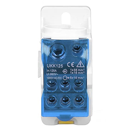 Yanmis PA66 Mystical/Fantasy Respared Din Rail Distribution Box mit Messinganschlüssen, 125A 690V Power Junction Box für Sichere und Effiziente Stromverteilung (BLUE) von Yanmis