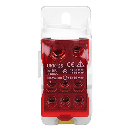 Yanmis PA66 Mystical/Fantasy Respared Din Rail Distribution Box mit Messinganschlüssen, 125A 690V Power Junction Box für Sichere und Effiziente Stromverteilung (Rot) von Yanmis