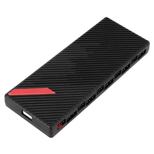 Yanmis PWM ARGB-Lüfter-Hub, Unterstützt 10 Lüfter, Serieller ATA-Stromanschluss, 5 V 3-poliger PWM ARGB-PWM-ARGB-Lüfter-Hub mit Versteckter Magnetbasis, für Lüfter und LEDs Zur von Yanmis