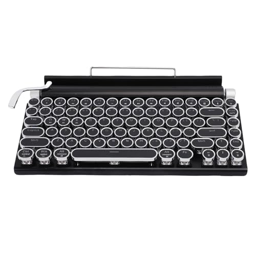 Yanmis Retro -Schreibmaschinen -Tastatur, Drahtlose Mechanische Gaming -Tastatur mit Runden Tastatur 14 Backlight -Modi Heiße Swapping -Tasten für Tablet -Laptop -Telefon (Black) von Yanmis