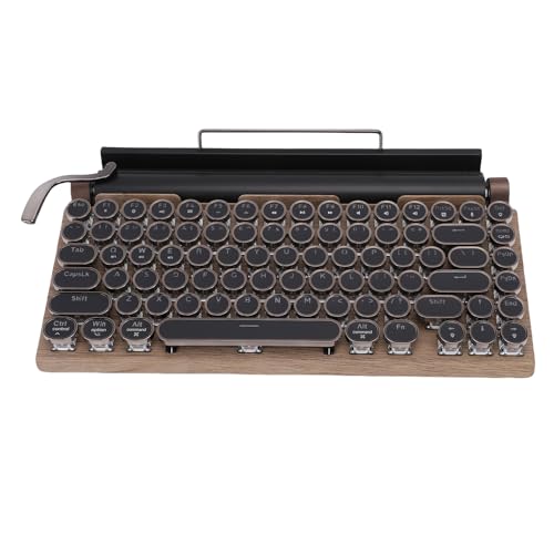 Yanmis Retro -Schreibmaschinen -Tastatur, Drahtlose Mechanische Gaming -Tastatur mit Runden Tastatur 14 Backlight -Modi Heiße Swapping -Tasten für Tablet -Laptop -Telefon (Holzfarbe) von Yanmis