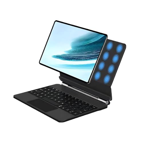 Yanmis Touchpad-Tastaturhülle für Tab S7+ S8+ S9+, Magnetisch Bluetooth-Tastaturabdeckung mit Stifthalter, Schwebender Freitragender Ständer, Tablet-Schutzhülle von Yanmis