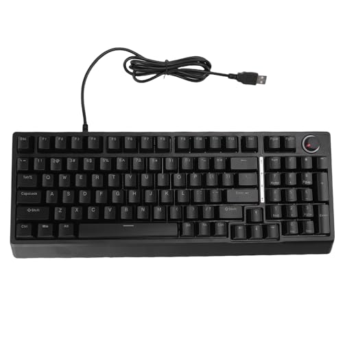 Yanmis Wired Small Keyboard, 98 Tasten Compact Drahed Gaming Keyboard RGB Backlight Einstellbares Winkel Mechanisches Feeling Plug Play für PC Gaming Business Work von Yanmis