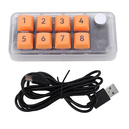 Yanmis Wired USB C Numeric -Tastatur, EIN Handmechanik -Makro -Makro -Pad, Kabel -Hot -Swap -Kleine Gaming -Tastatur mit 8 Programmierbaren Tasten, Knob (Transparent) von Yanmis
