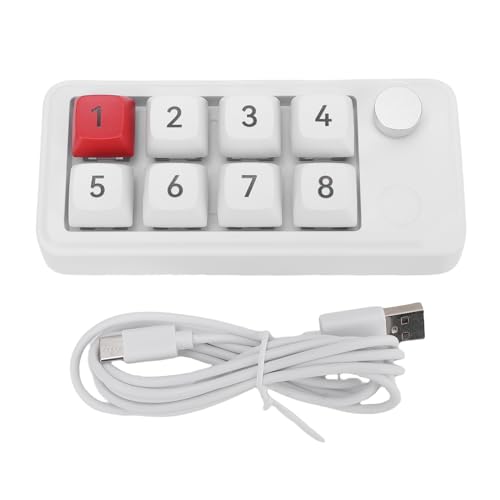 Yanmis Wired USB C Numeric -Tastatur, EIN Handmechanik -Makro -Makro -Pad, Kabel -Hot -Swap -Kleine Gaming -Tastatur mit 8 Programmierbaren Tasten, Knob (White) von Yanmis