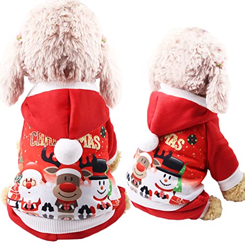 Hundekostüm Weihnachten Kostüme Katzenkostüm Weihnachten Outfit Hund Weihnachten Kostüm für Katzen Kleidung Warme Hoodies Xmas Haustier Kleidung Anzug von Yanmucy