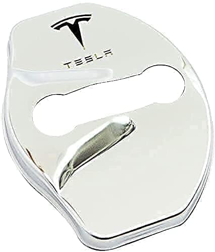 YannnnV12 4 Stück Autotürschlossabdeckung Für Tesla Model 3 Model X Model Y,Autotürriegelabdeckung | stoßdämpfender Türschlossschutz,C/Silver von YannnnV12